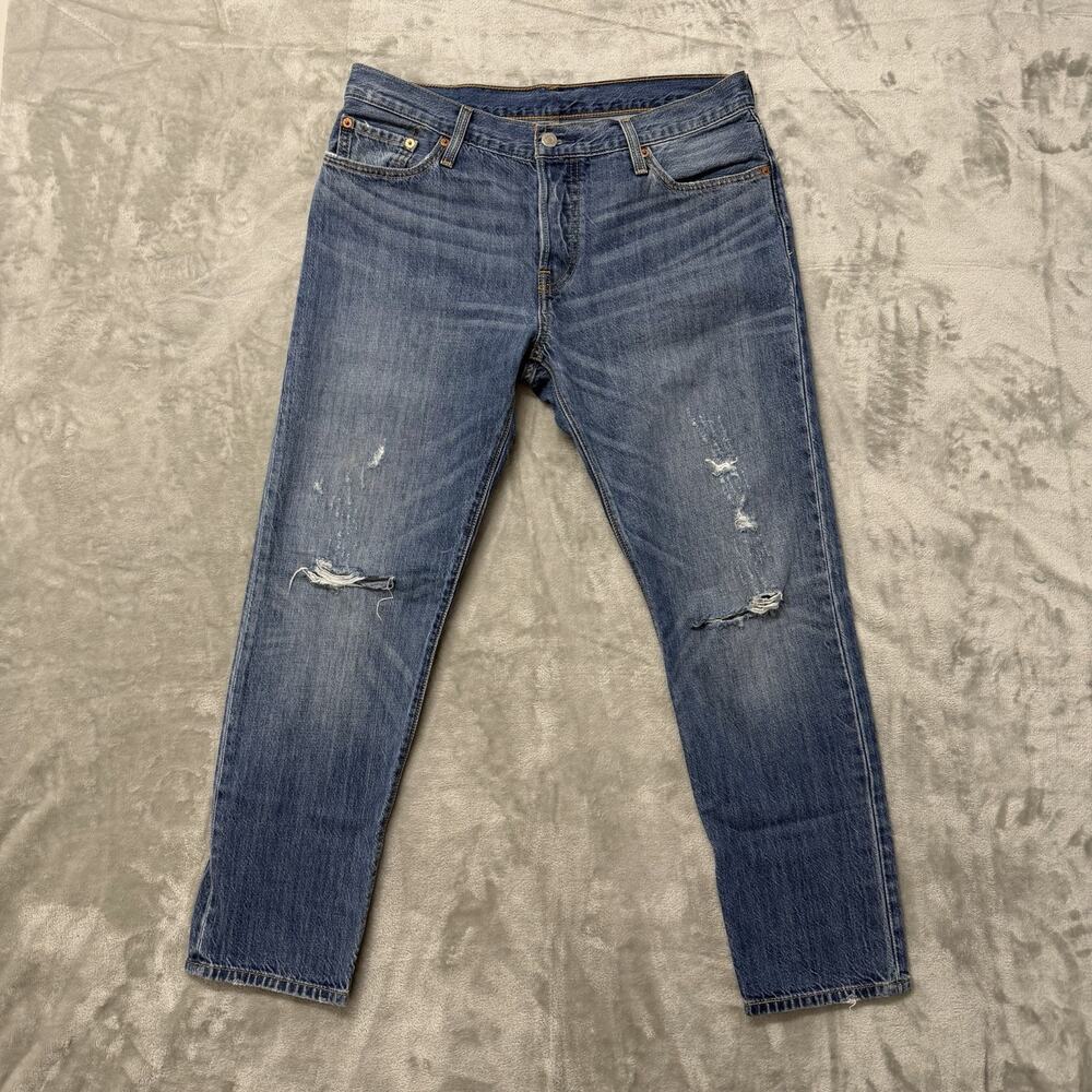 Levi's 501ct Jeans Light Wash Distressed Womens 29x32 27.5”Inseam Button Fly